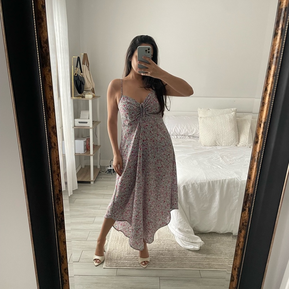 Almost Famous Floral Midi Dress - Pink and Blue